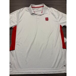 NC State Wolfpack Polo Shirt Men's XL White Red NCAA Golf Performance